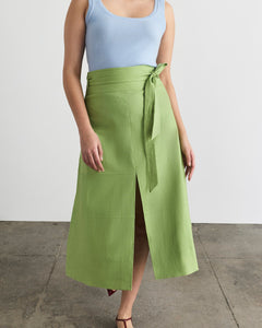 Linen Hudson Skirt in Asparagus