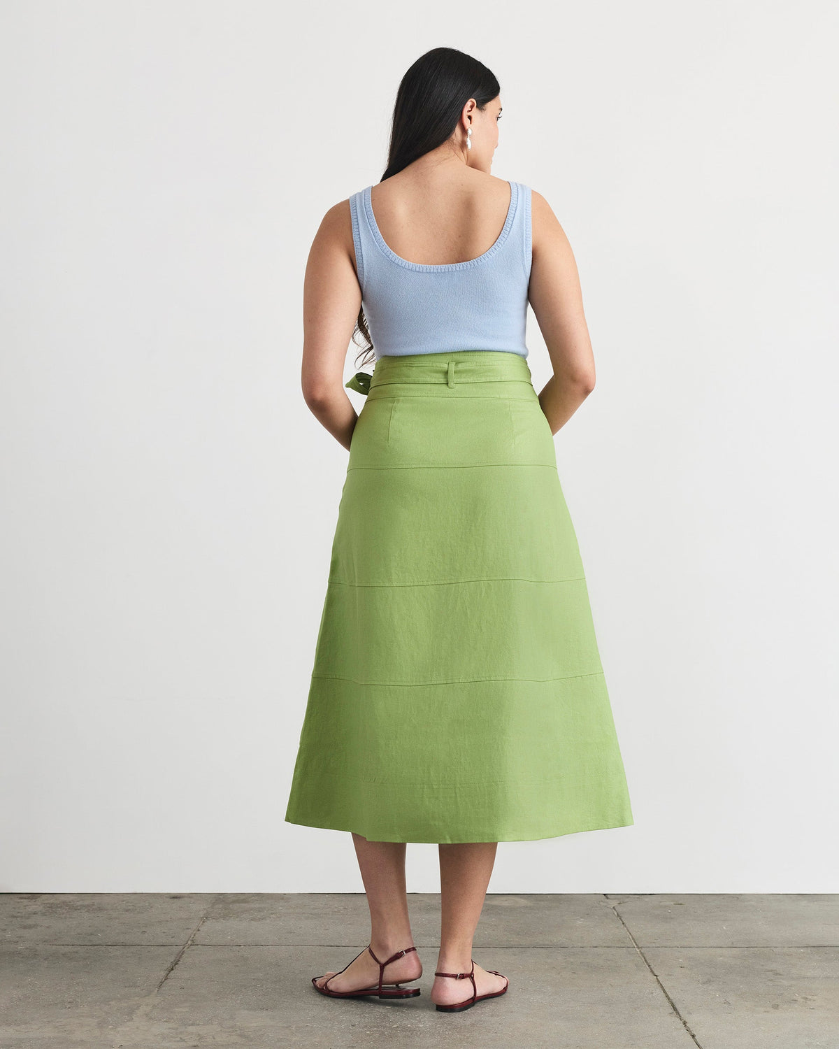 Linen Hudson Skirt in Asparagus