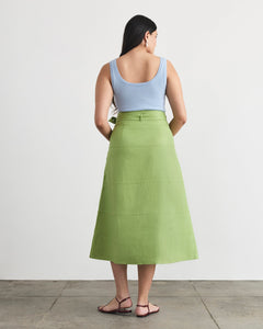 Linen Hudson Skirt in Asparagus