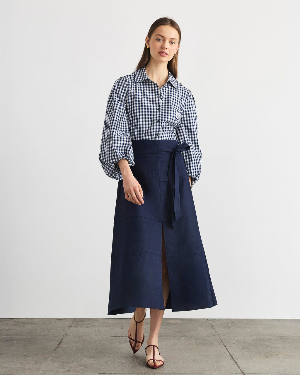 Linen Hudson Skirt in Maritime Blue