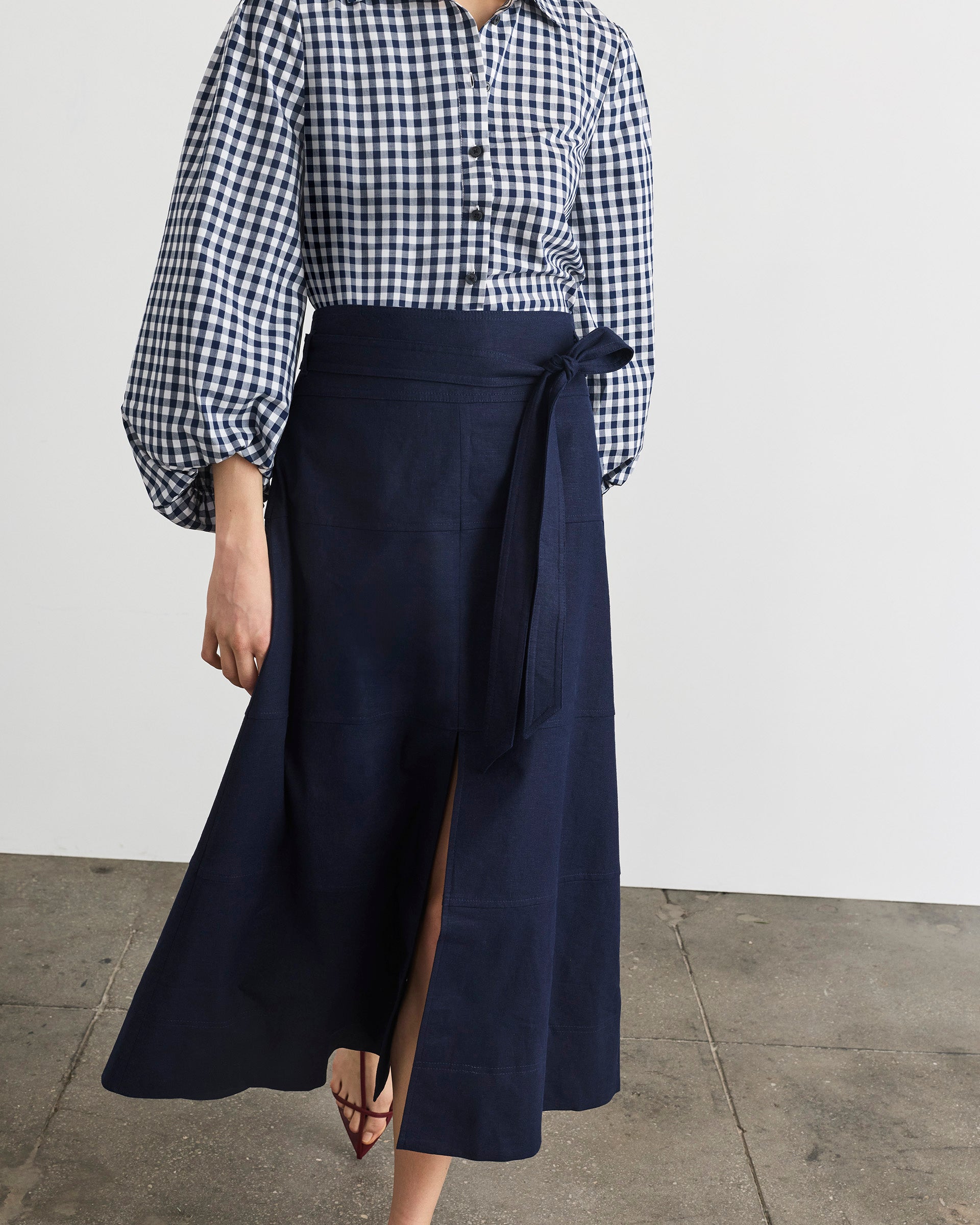 Linen Hudson Skirt in Maritime Blue
