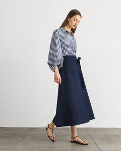 Linen Hudson Skirt in Maritime Blue