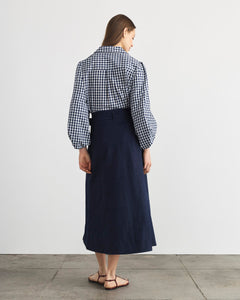 Linen Hudson Skirt in Maritime Blue