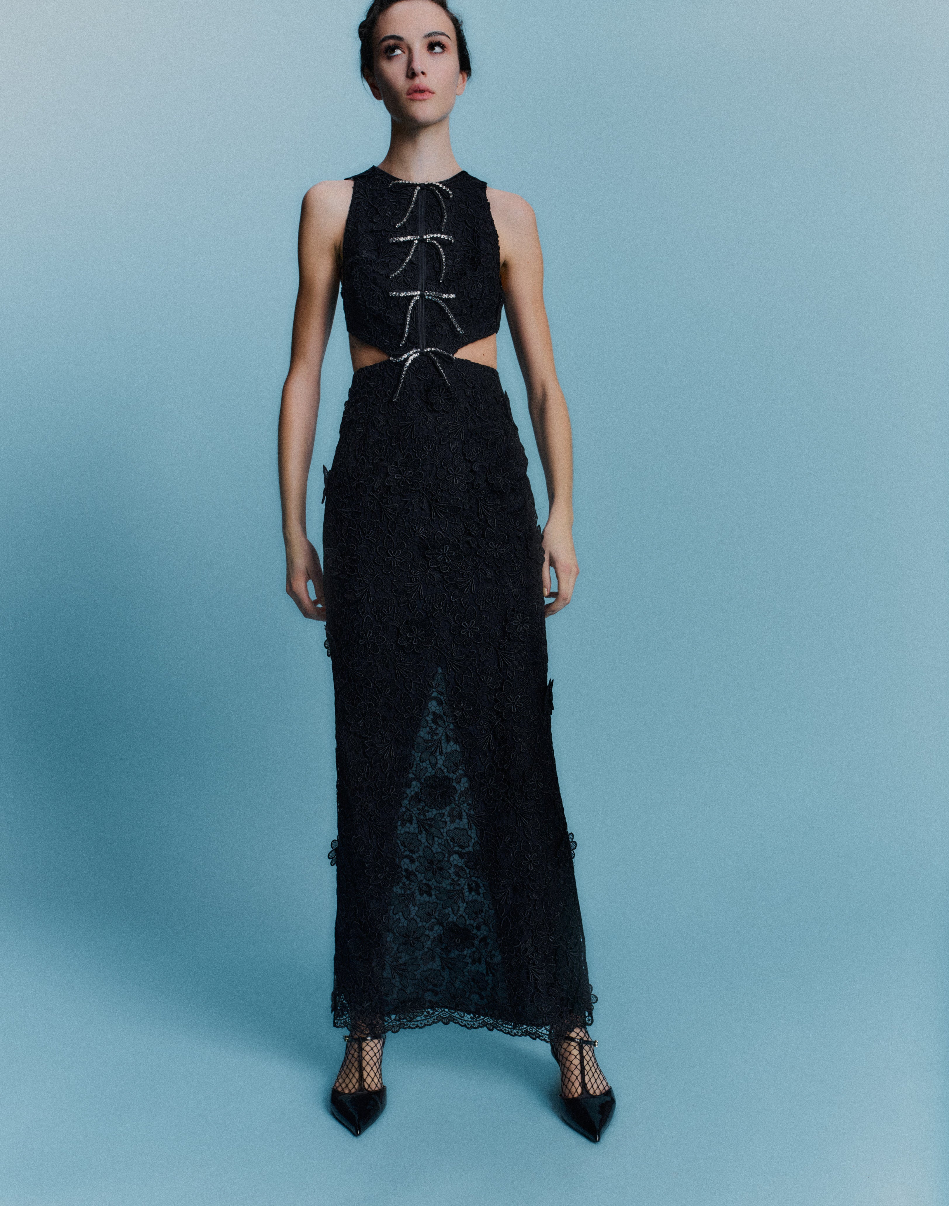 Saffi Gown Black Embroidered Cotton