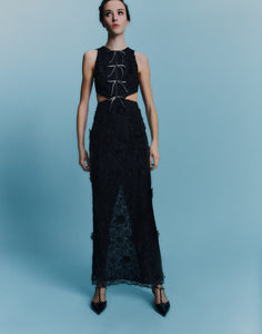 Saffi Gown Black Embroidered Cotton