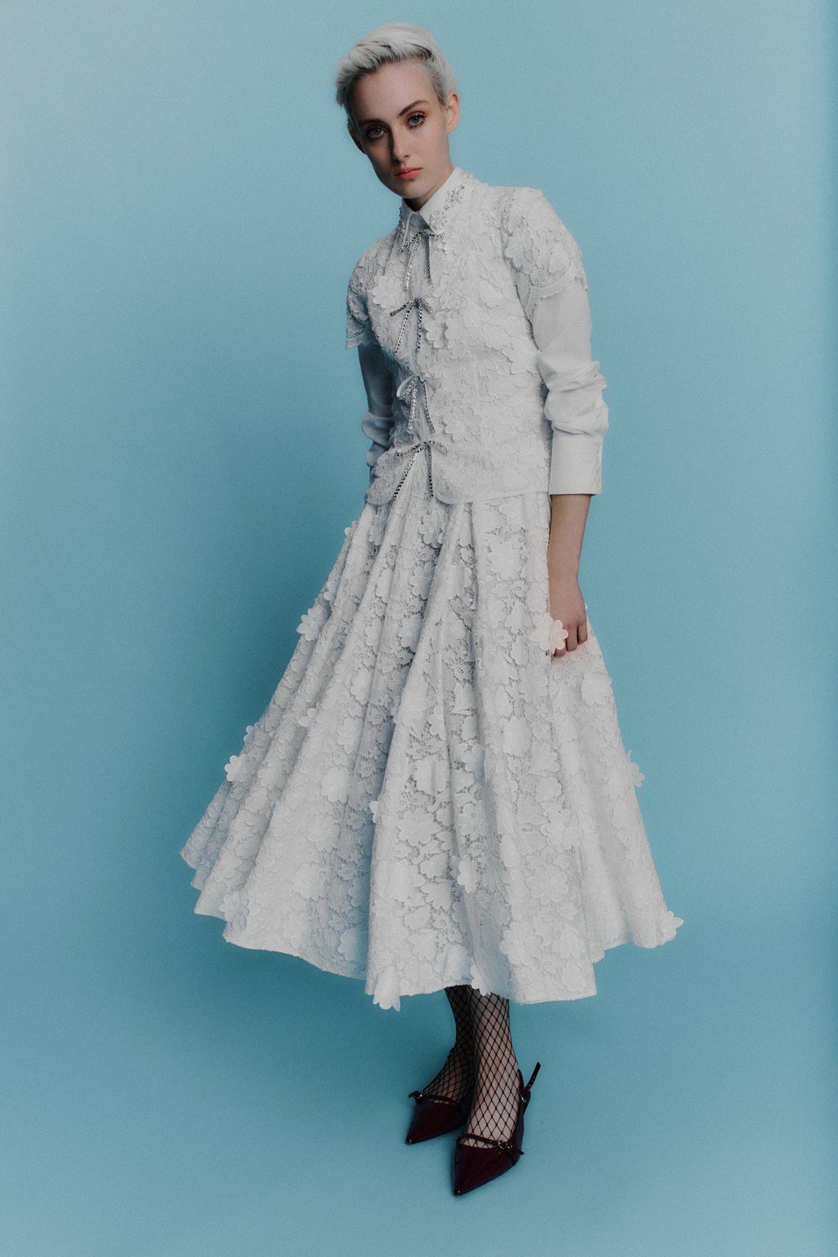 Lee Skirt White Embroidered Cotton