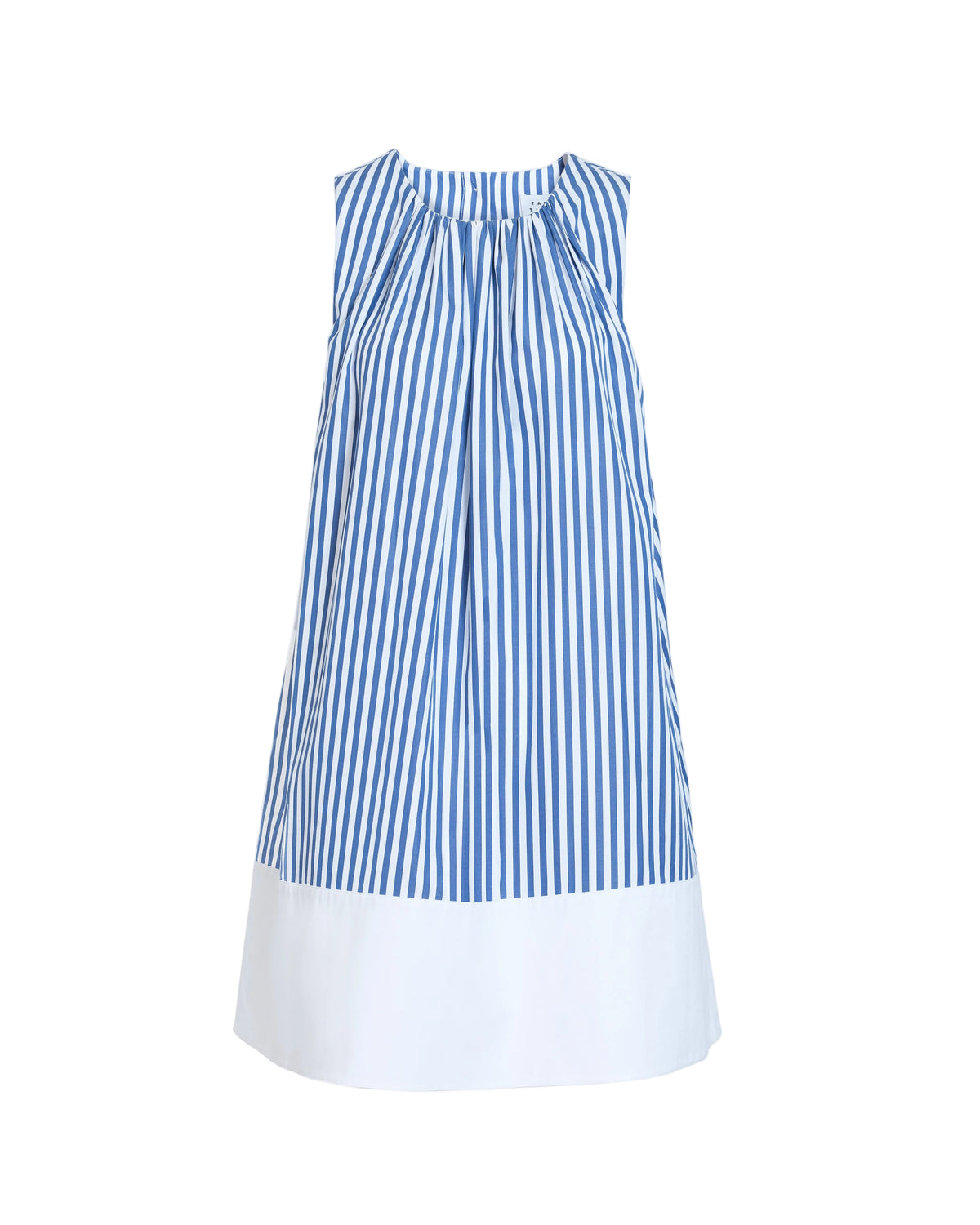 Hallie Dress in Optic White/French Blue Stripe