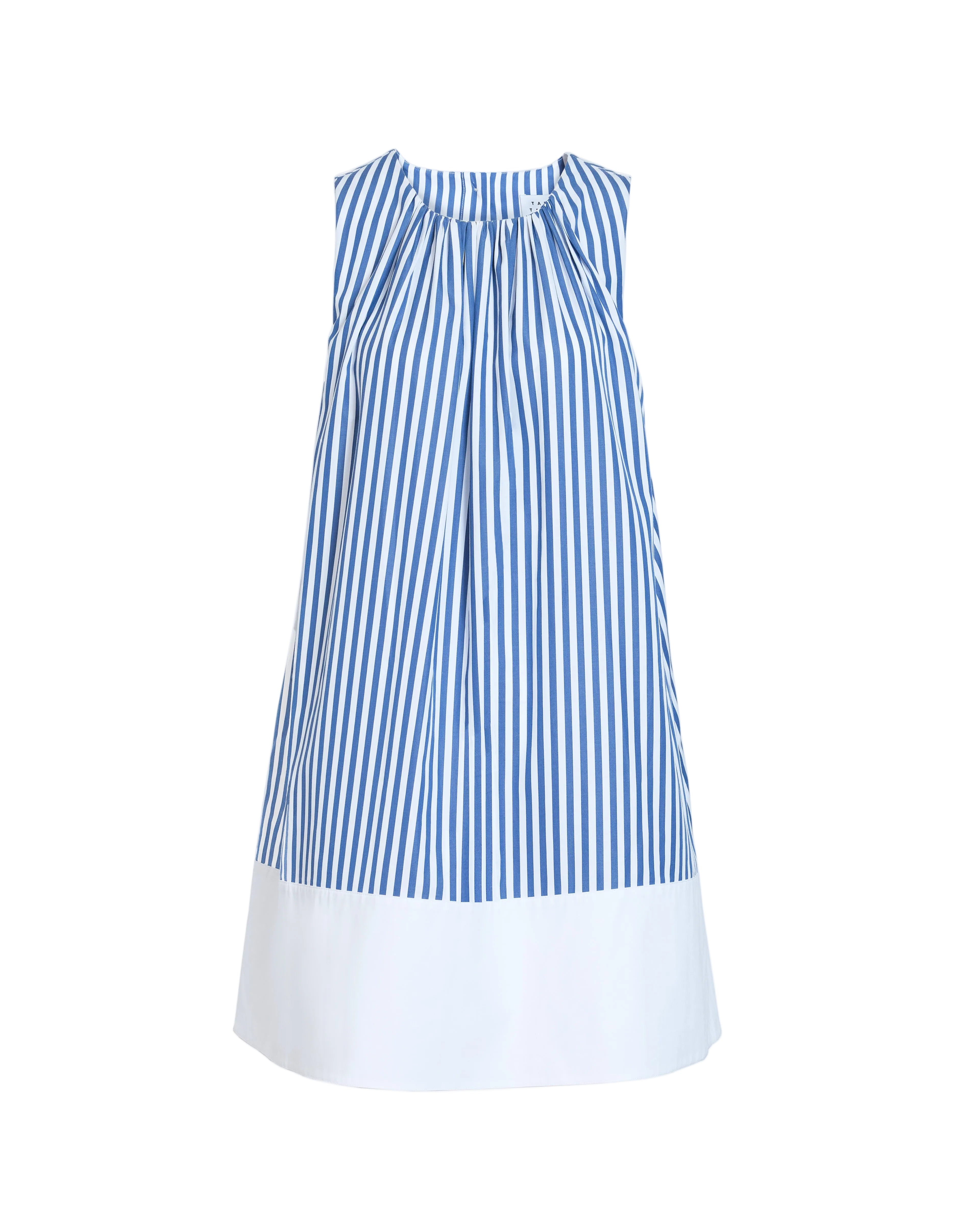 Hallie Dress in Optic White/French Blue Stripe