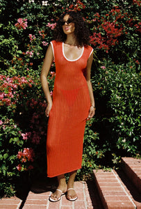 Halse Knit Reversible Maxi in Tangerine Tango
