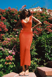 Halse Knit Reversible Maxi in Tangerine Tango