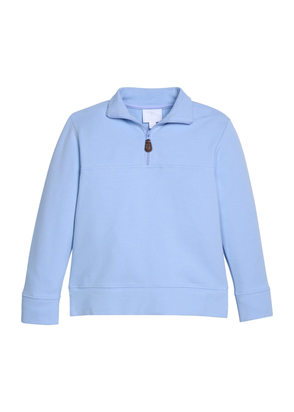 Little English traditional children's clothing. Light blue quarter zip sweater for fall