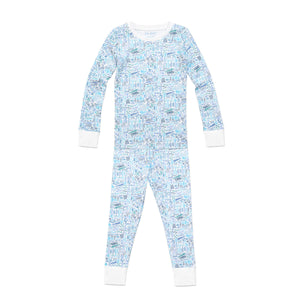 Joy Street Kids Hamptons print pajamas, blue