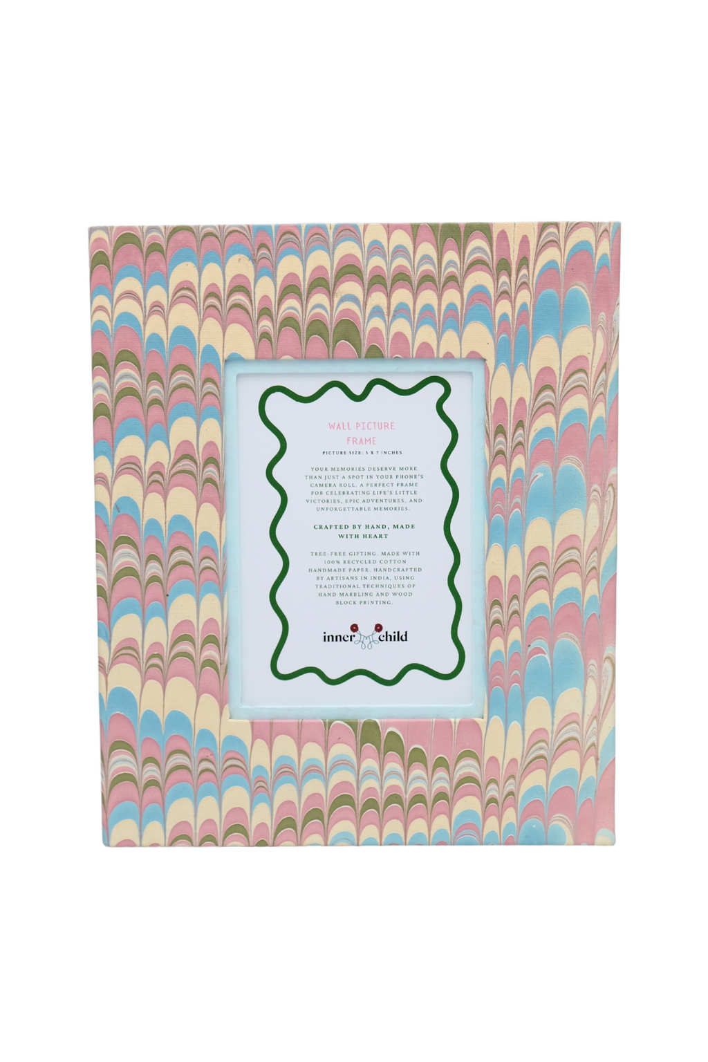 Hand-Marbled Large Wall Picture Frame in Lilac Blue, 5x7