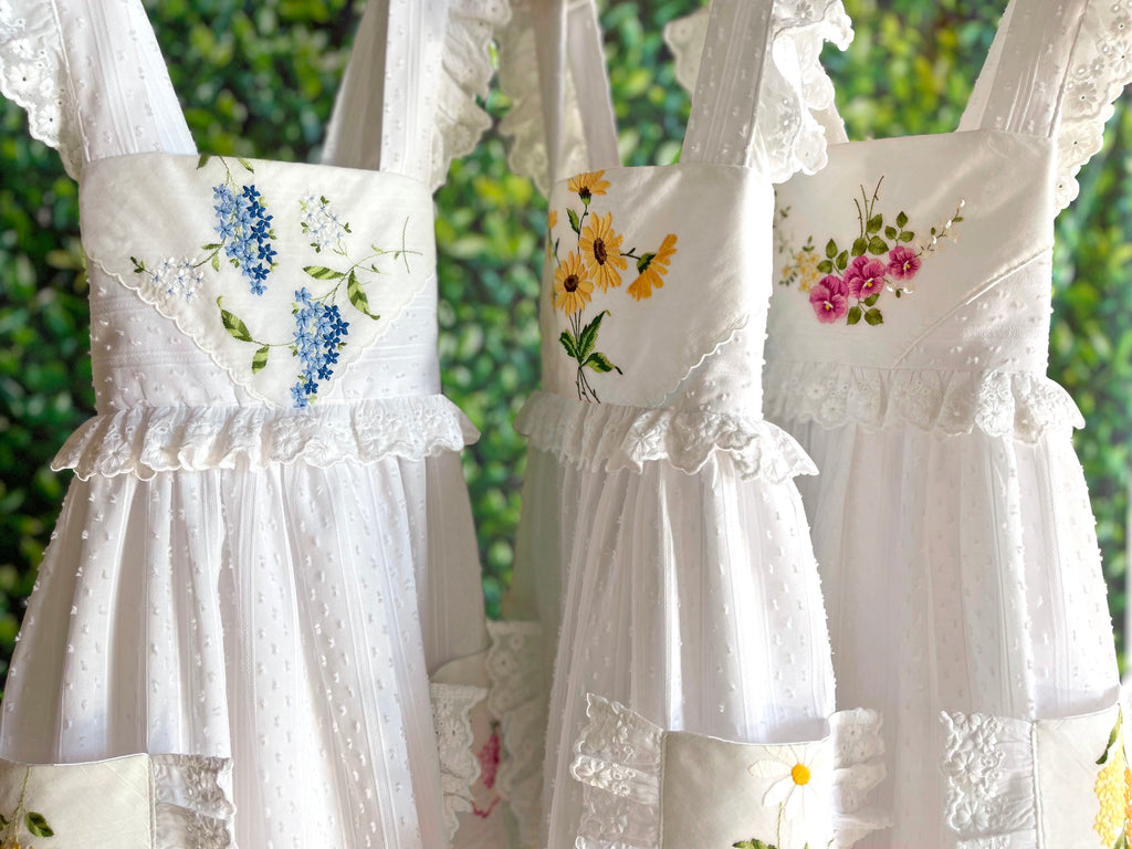 Heirloom Handkerchief Dress in Pink & Yellow Flowers, 6Y