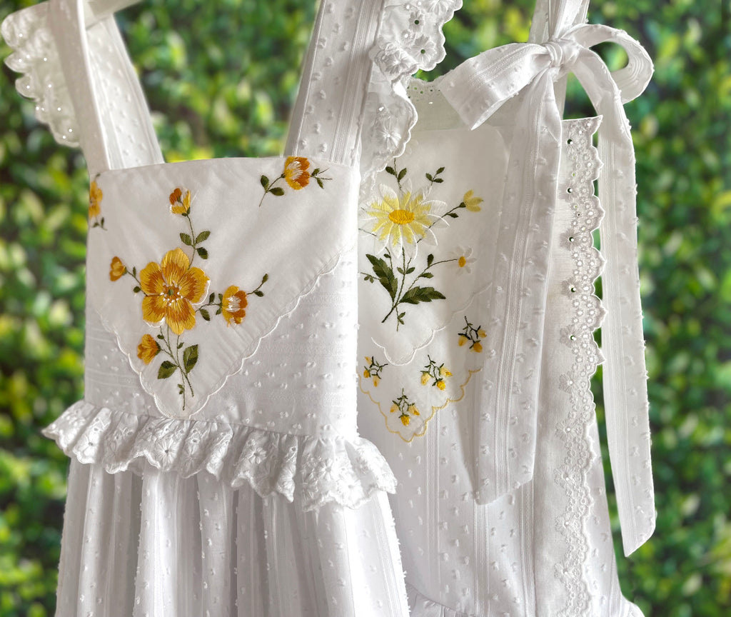 Heirloom Handkerchief Dress in Multicolored Flower Garden, 12Y