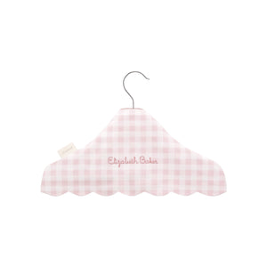 Children's Hanger in Pink Gingham with "Elizabeth Baker" embroidered on front. 