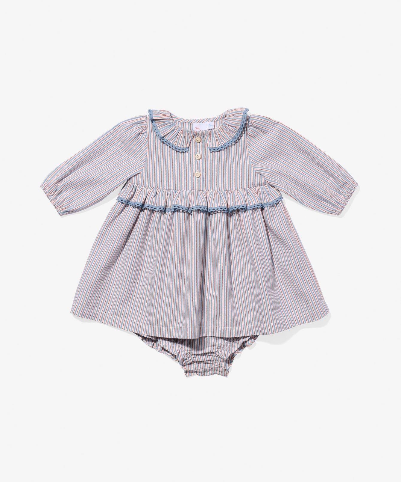 Hannah Baby Dress in Indigo Linen Stripe