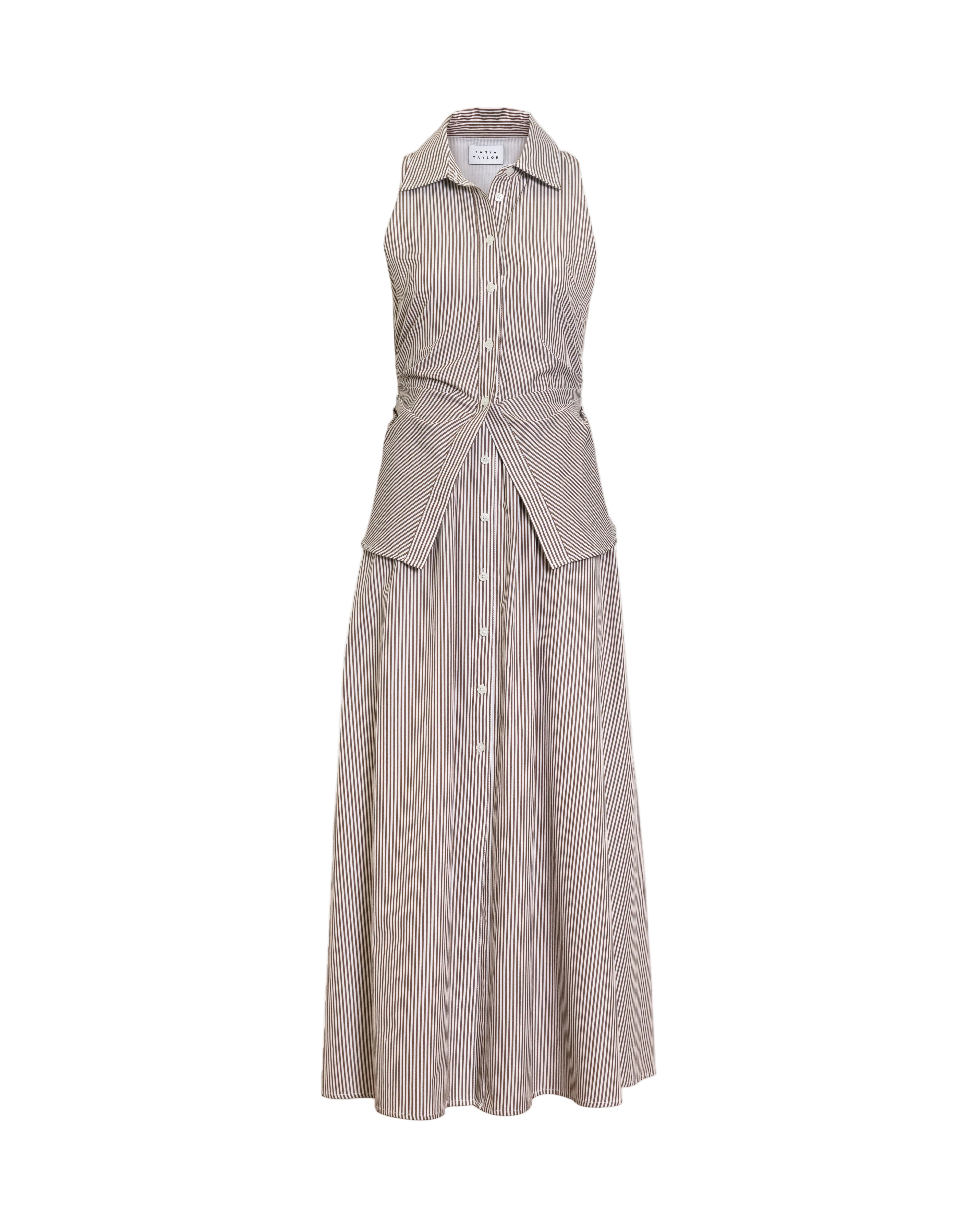 Hannah Dress in Acorn & Optic White