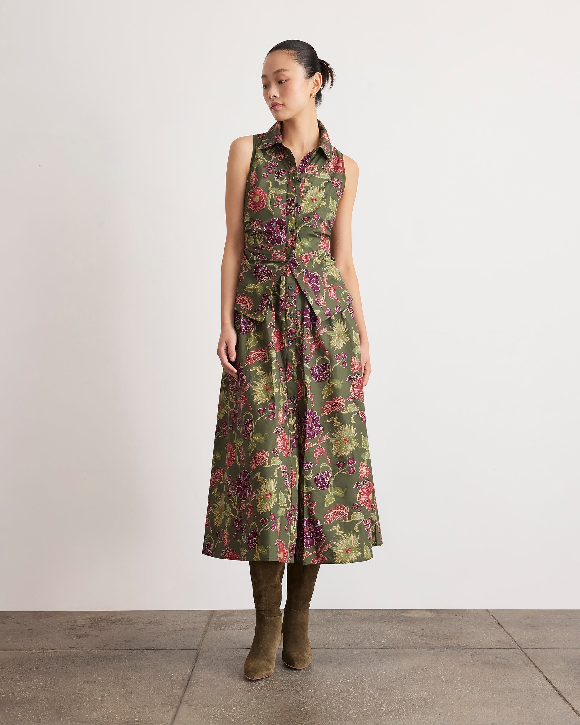 Hannah Dress in Army Multi