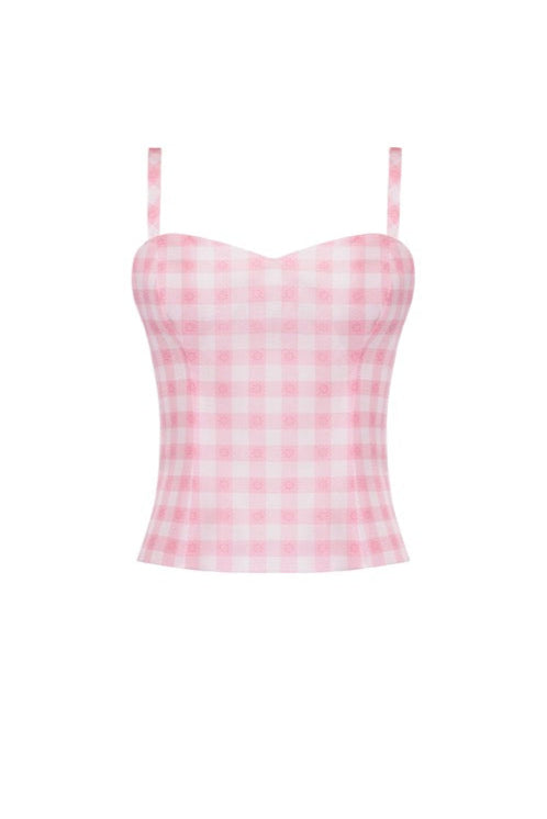 The Hannah Top in Pink & White