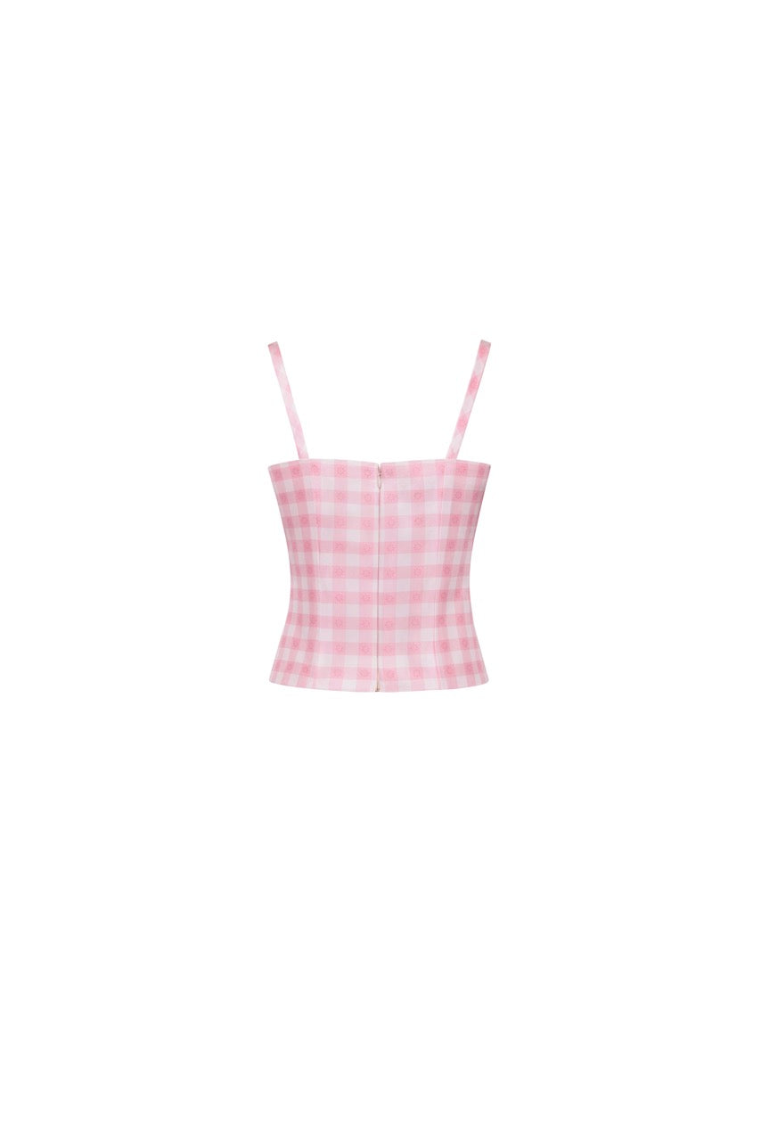 The Hannah Top in Pink & White