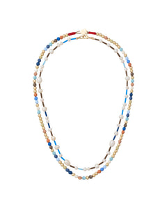 The Happy Baby Bead Necklace Duo in Denim