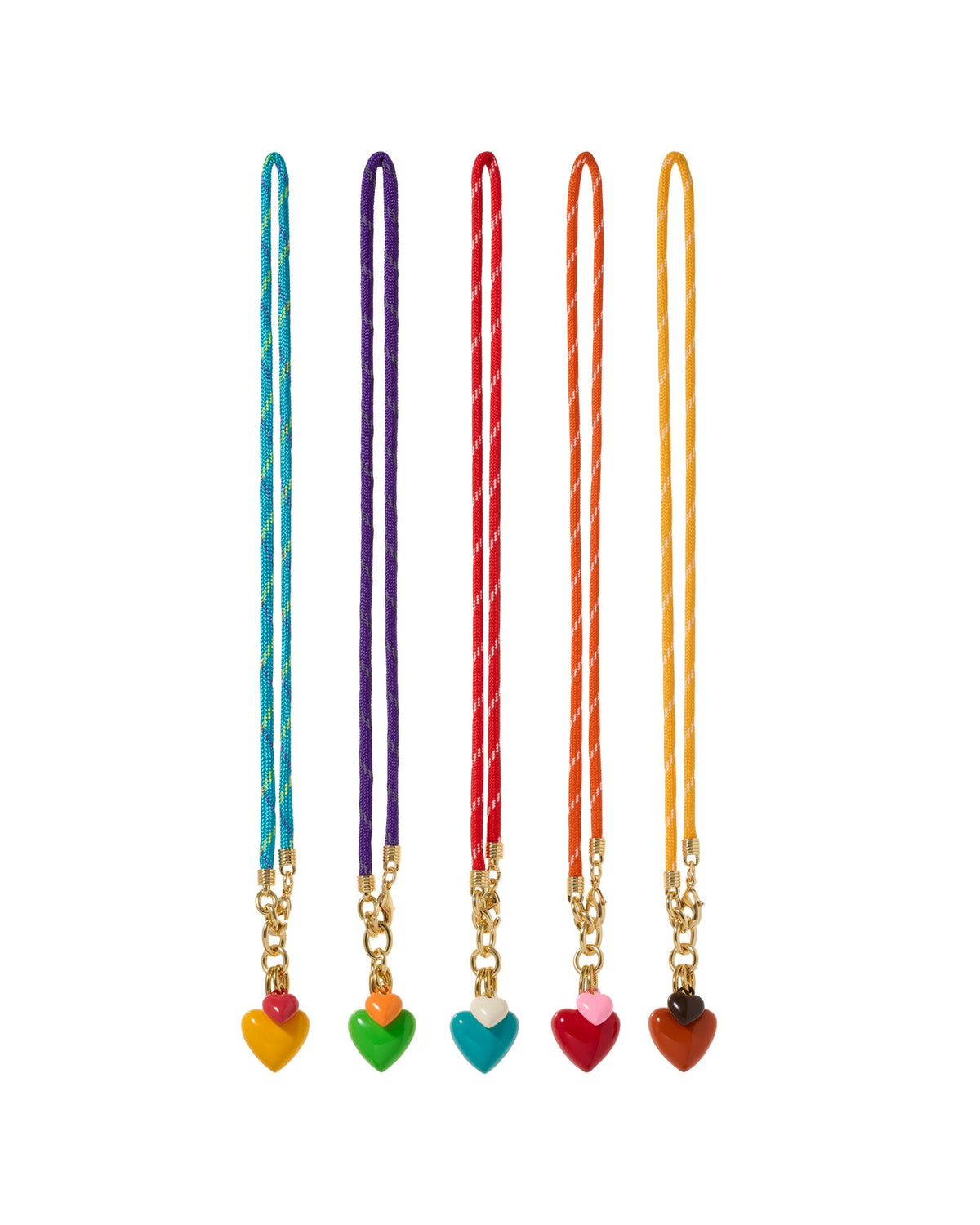 The Happy Cord Mini Double Heart Necklace in Beyond the Sea