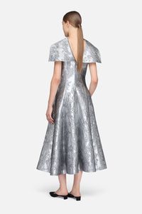 Harlow Dress in Silver Metallic Cloque