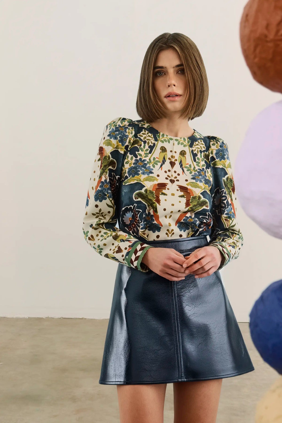Harris Top in Birds of a Feather Navy