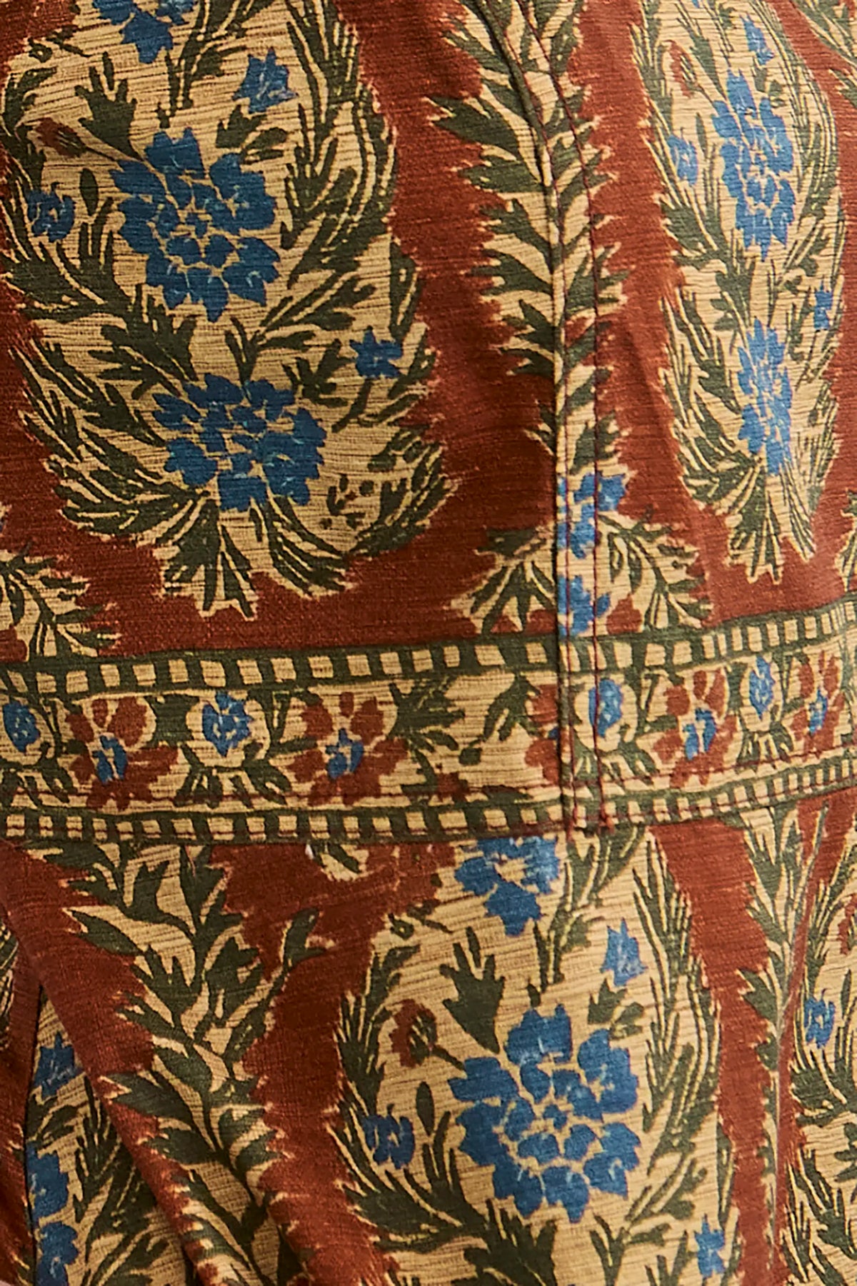Close up of the Harrison Dress in Amber Glen Brown. 