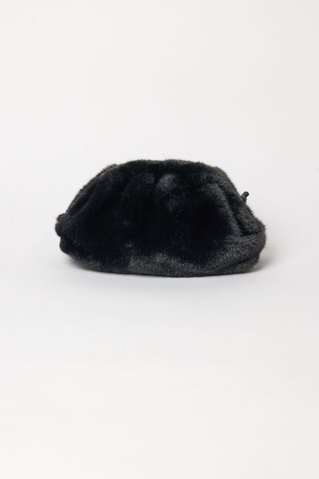Black faux fur clutch