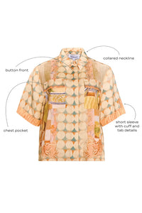 The Hawkins Shirt in Still Life Symphony with call outs.