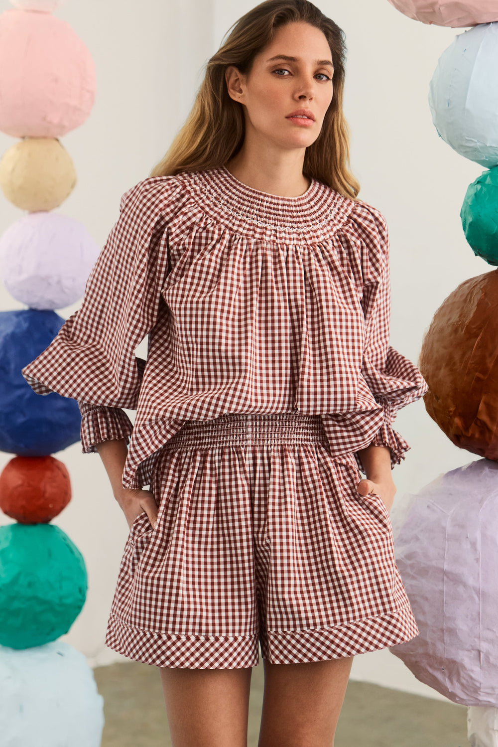 Jemma Short in Cotswold Check Rust