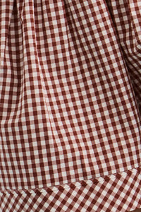 Close up of the Jemma Short in Cotswold Check Rust.