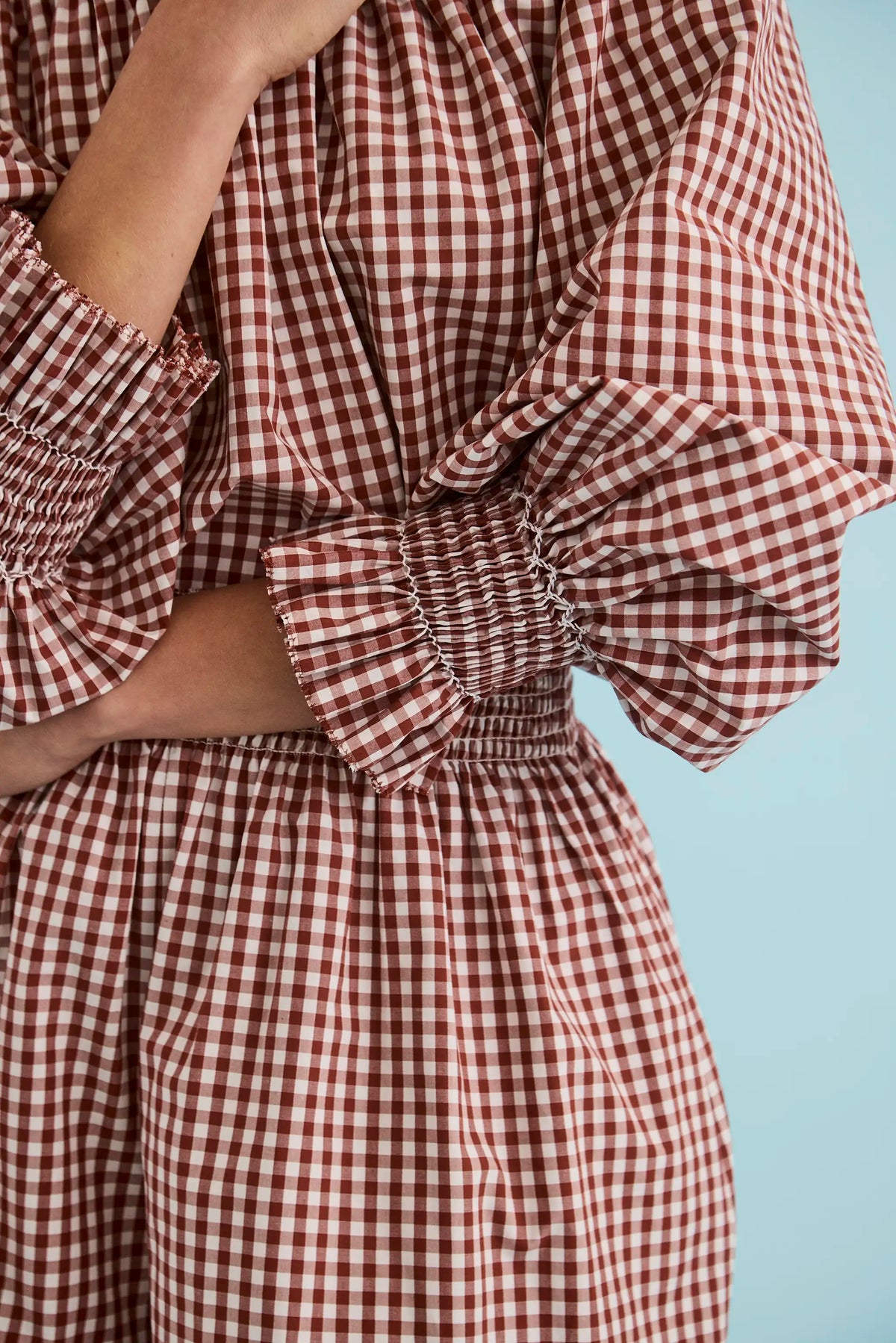 The Hayes Top in Cotswold Check Rust paired with matching Jemma Shorts.