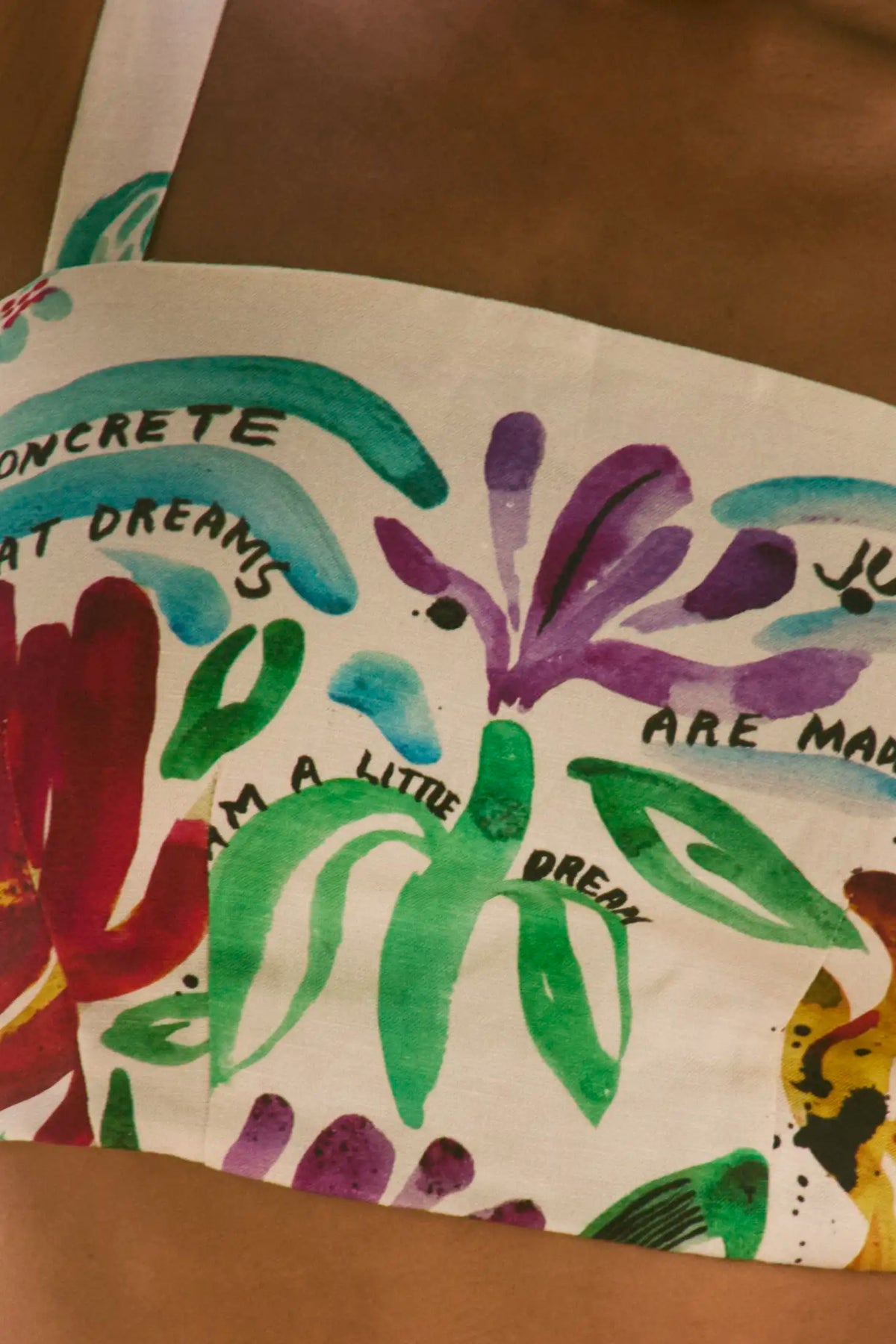 White crop top with colorful flowers printed with thin adjustable straps