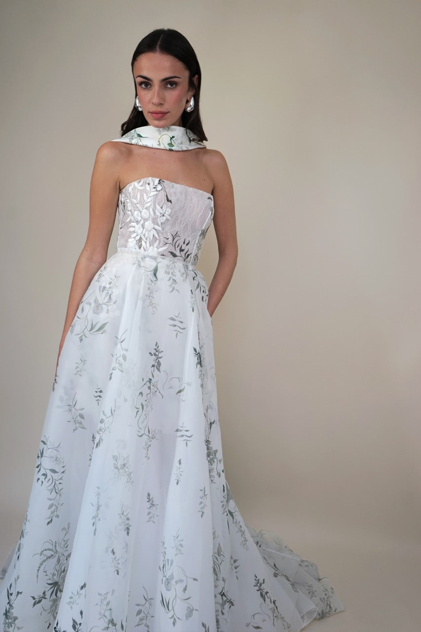 Organza Printed Circle Overskirt