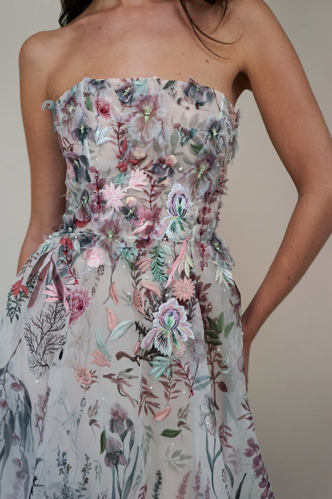 Underwater Wildflower Print & Embroidered Gown Midnight / US 4 | UK 8 Underwater Wildflower Print & Embroidered Gown Midnight / US 4 | UK 8