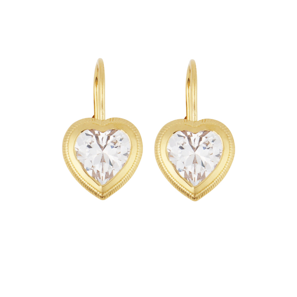 Bezel Heart Drop Earrings