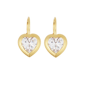 Bezel Heart Drop Earrings