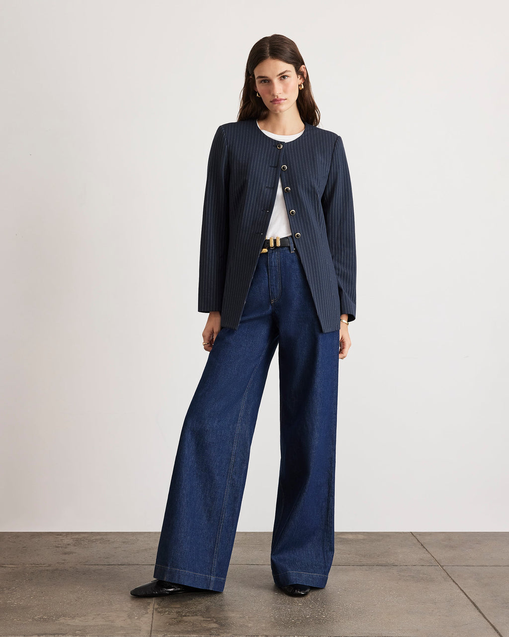 Heather Blazer in Midnight/Cream Multi
