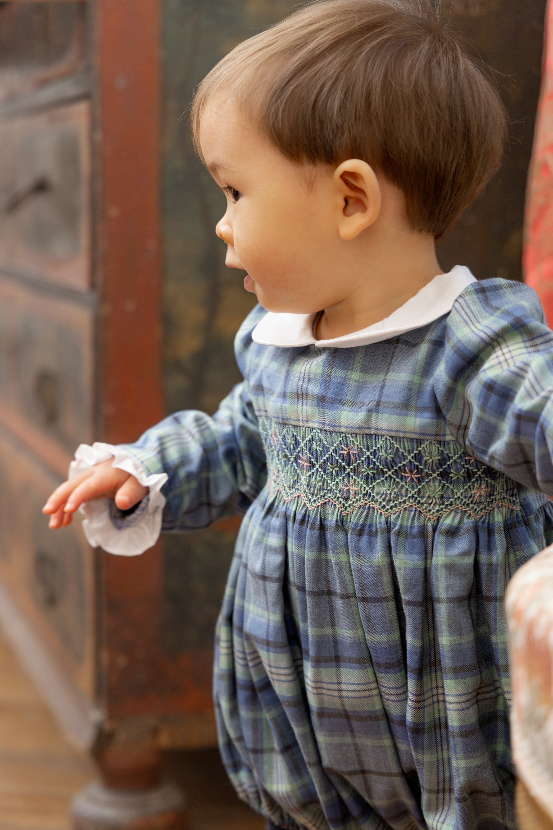 Heidi Blue Tartan Baby Romper