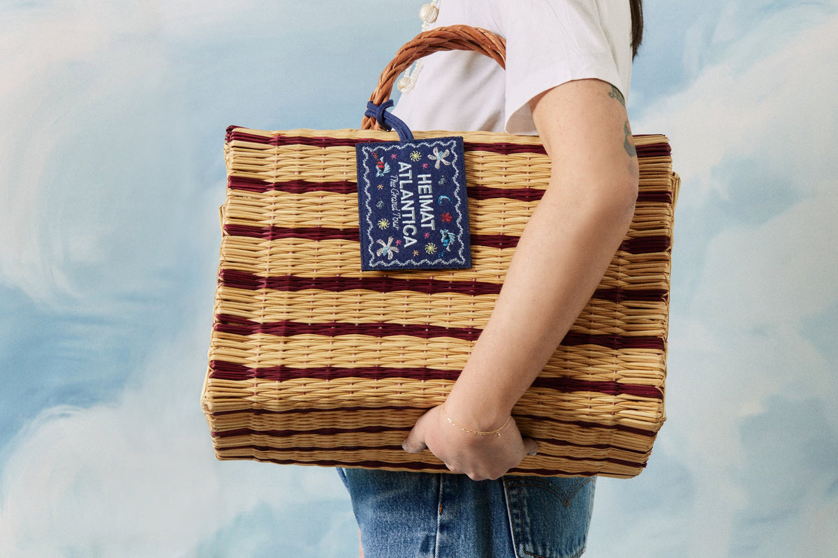 "The Grand Tour Collection" Beach Basket in Burgundy