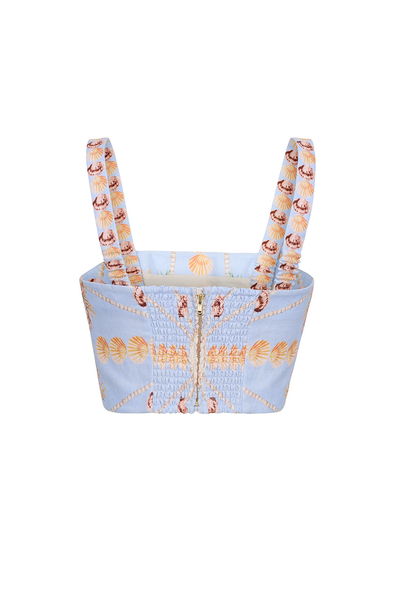 Helena Top in Seashell Stripe Ivory