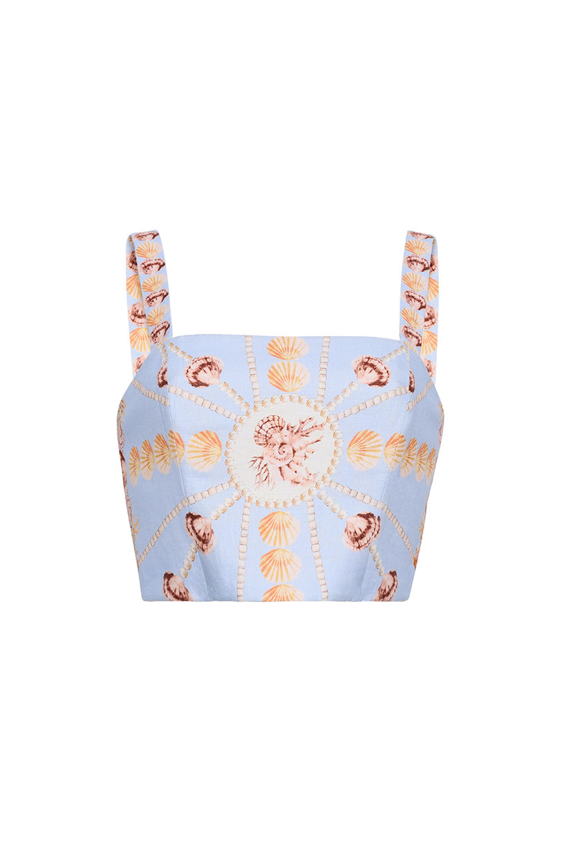 Helena Top in Seashell Stripe Ivory