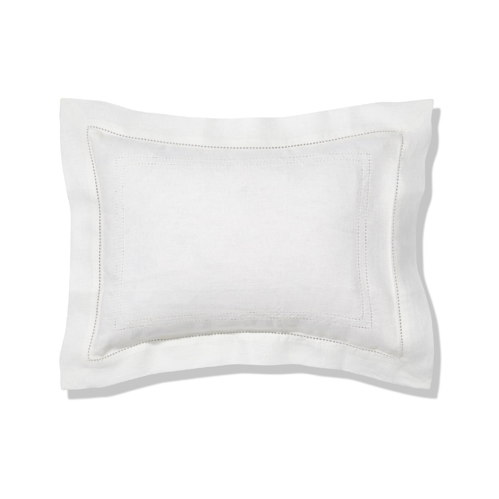 Elizaveta boudoir pillow in ivory white hemstitch 