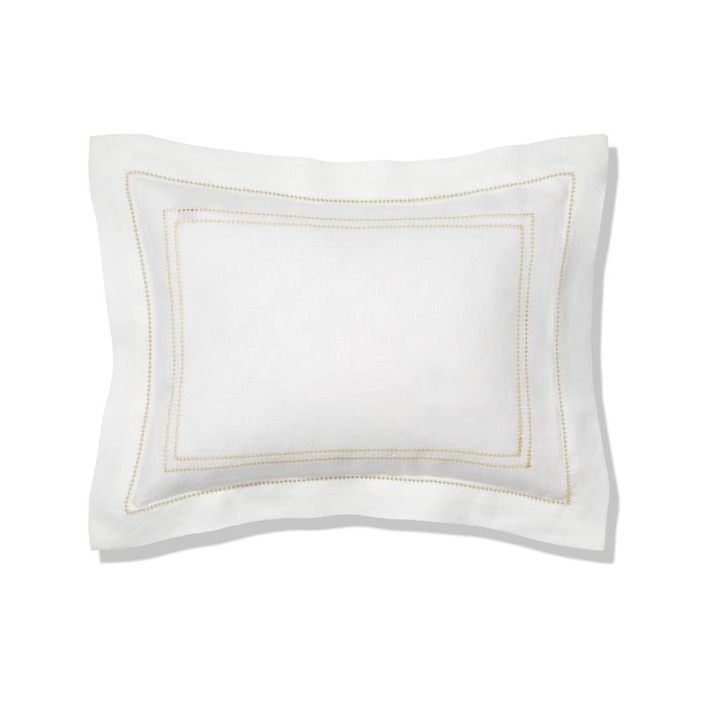 Elizaveta boudoir pillow in ochre hemstitch