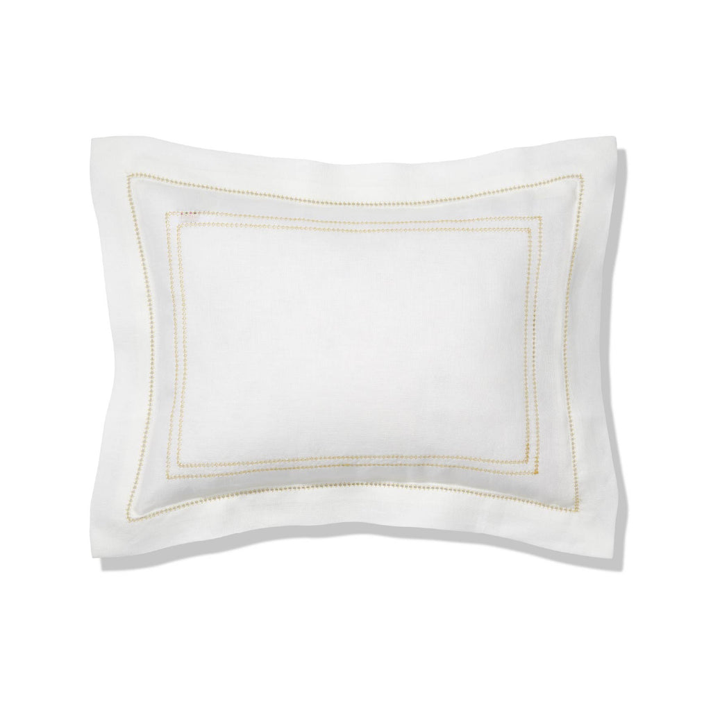 Elizaveta boudoir pillow in ochre hemstitch