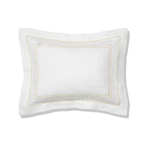 Elizaveta boudoir pillow in ochre hemstitch