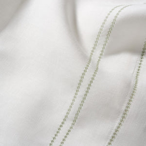 Botanical green hemstitch detail 